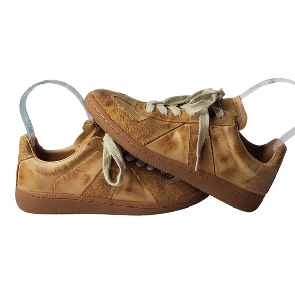Handmade Leather Burnished Unisex Leather Walking Athleisure Casual Sneaker - Picture 2 of 12